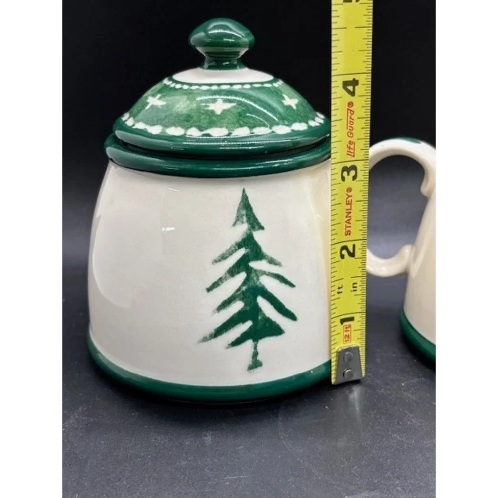 Vintage Dansk Nordic Knits Christmas Cream & Sugar Bowl Set Ceramic‎